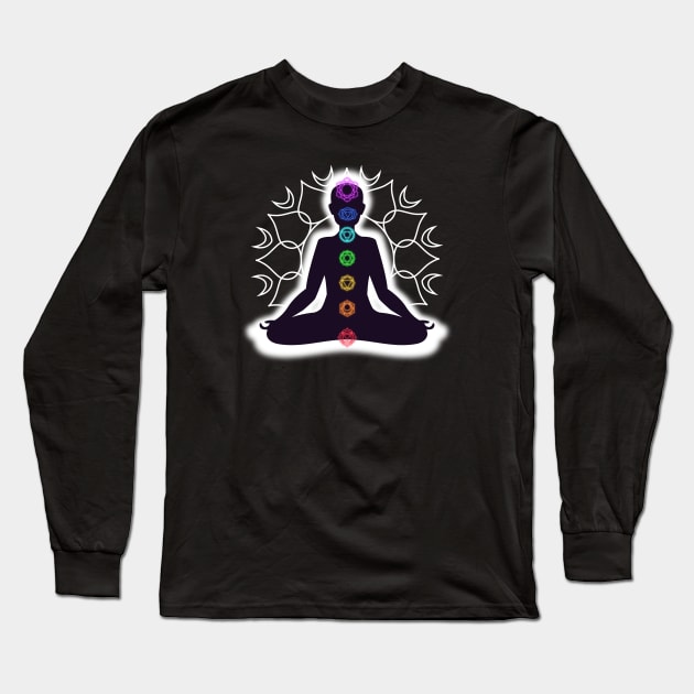 Spirituality Yoga Chakra Design Long Sleeve T-Shirt by Utopia Shop